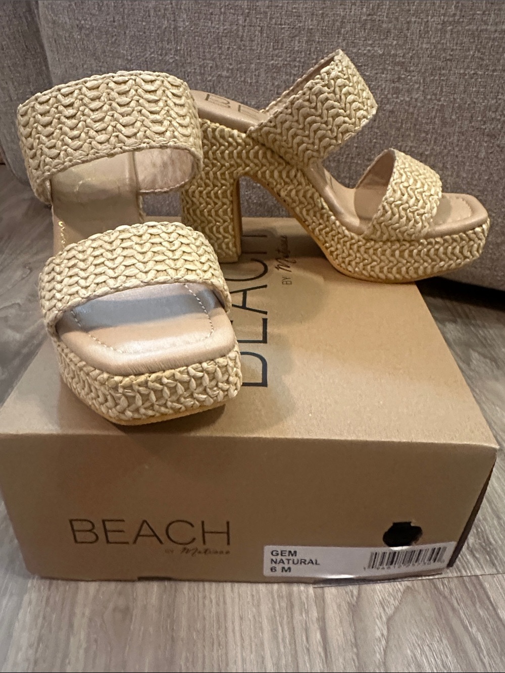 Beach by Matisse Natural Woven Platform Sandals- Women Size 6